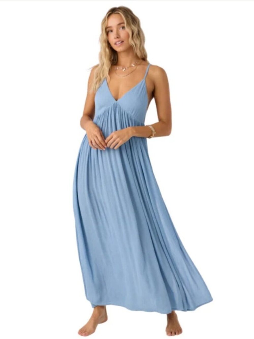O'Neill Women's Saltwater Mel Maxi Dress in Faded Denim size S NWT